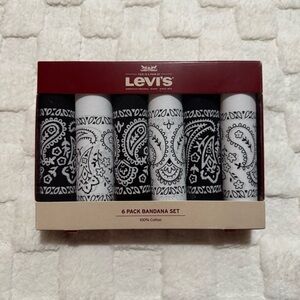 Levi's Black and White Bandana Set 6 Pack, 100% Cotton NWT